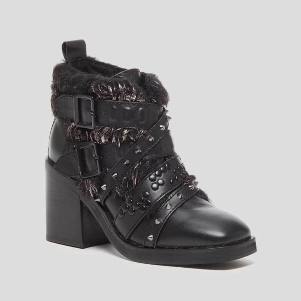 NWOB Kelsi Dagger Brooklyn Wallace Black Embellished Faux Fur